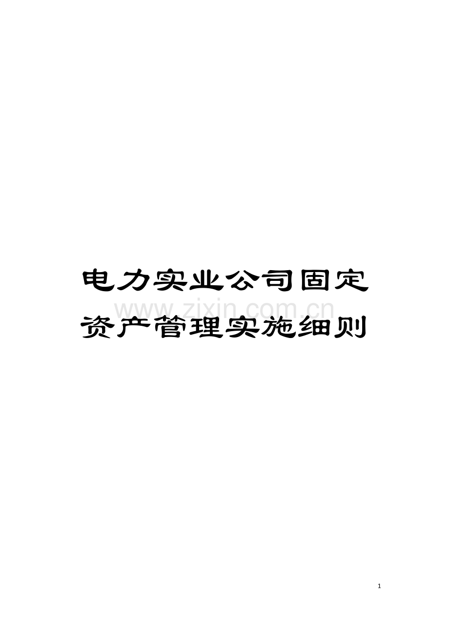 电力实业公司固定资产管理实施细则模板.doc_第1页