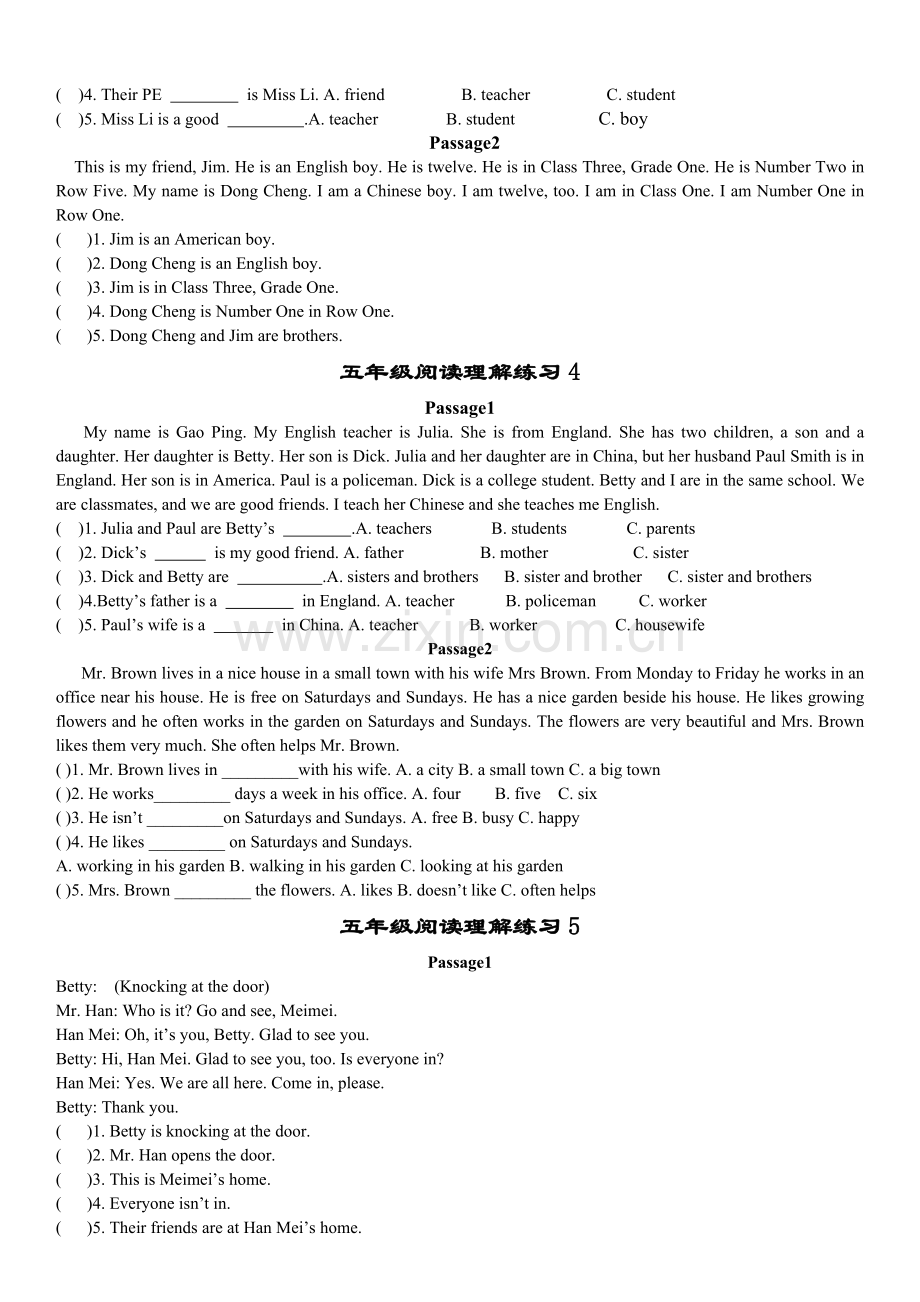 小学英语五年级阅读理解练习题-----含答案.doc_第2页