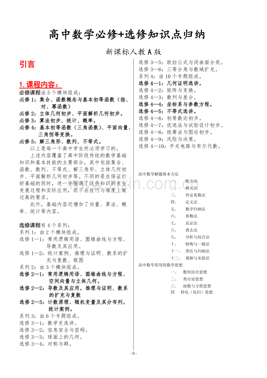 高中数学必修+选修全部知识点精华归纳总结.pdf_第1页