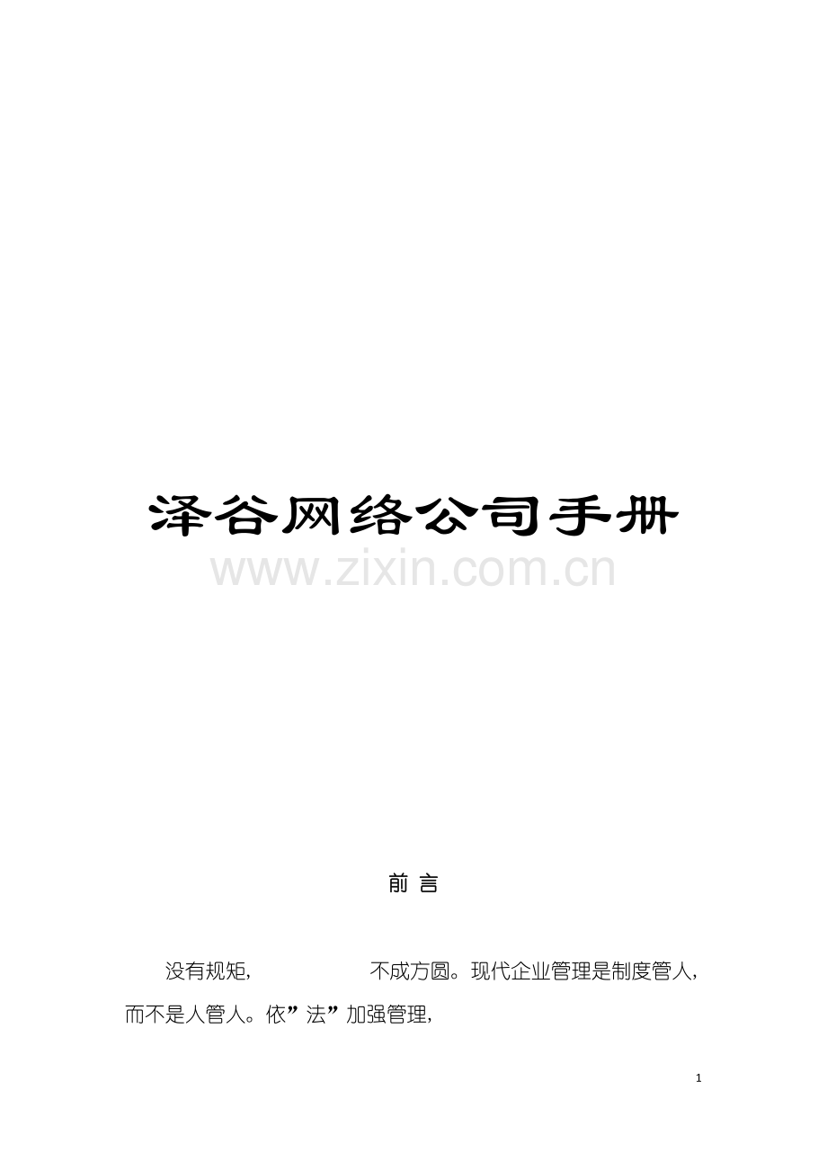 泽谷网络公司手册模板.doc_第1页