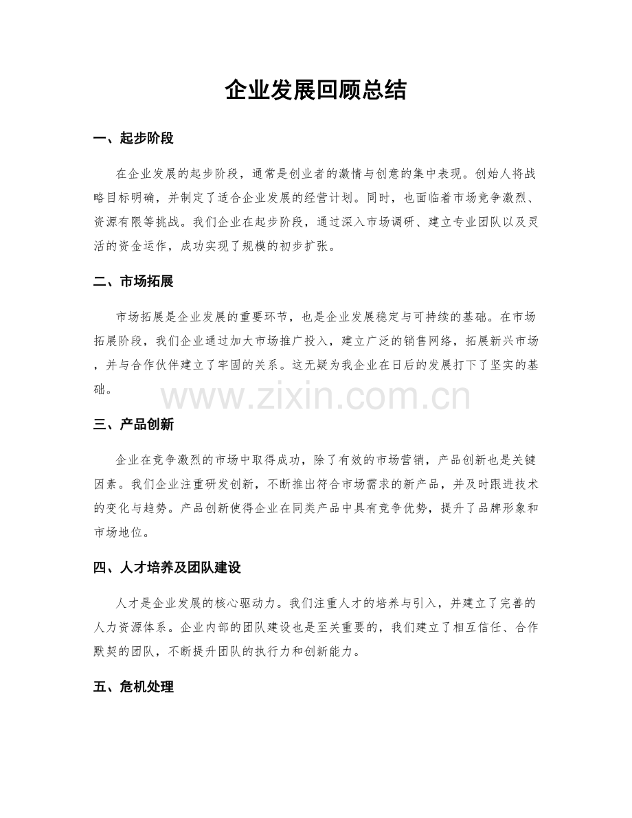 企业发展回顾总结.docx_第1页