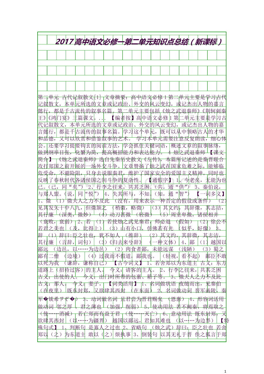 高中语文必修一第二单元知识点总结(新课标).docx_第1页