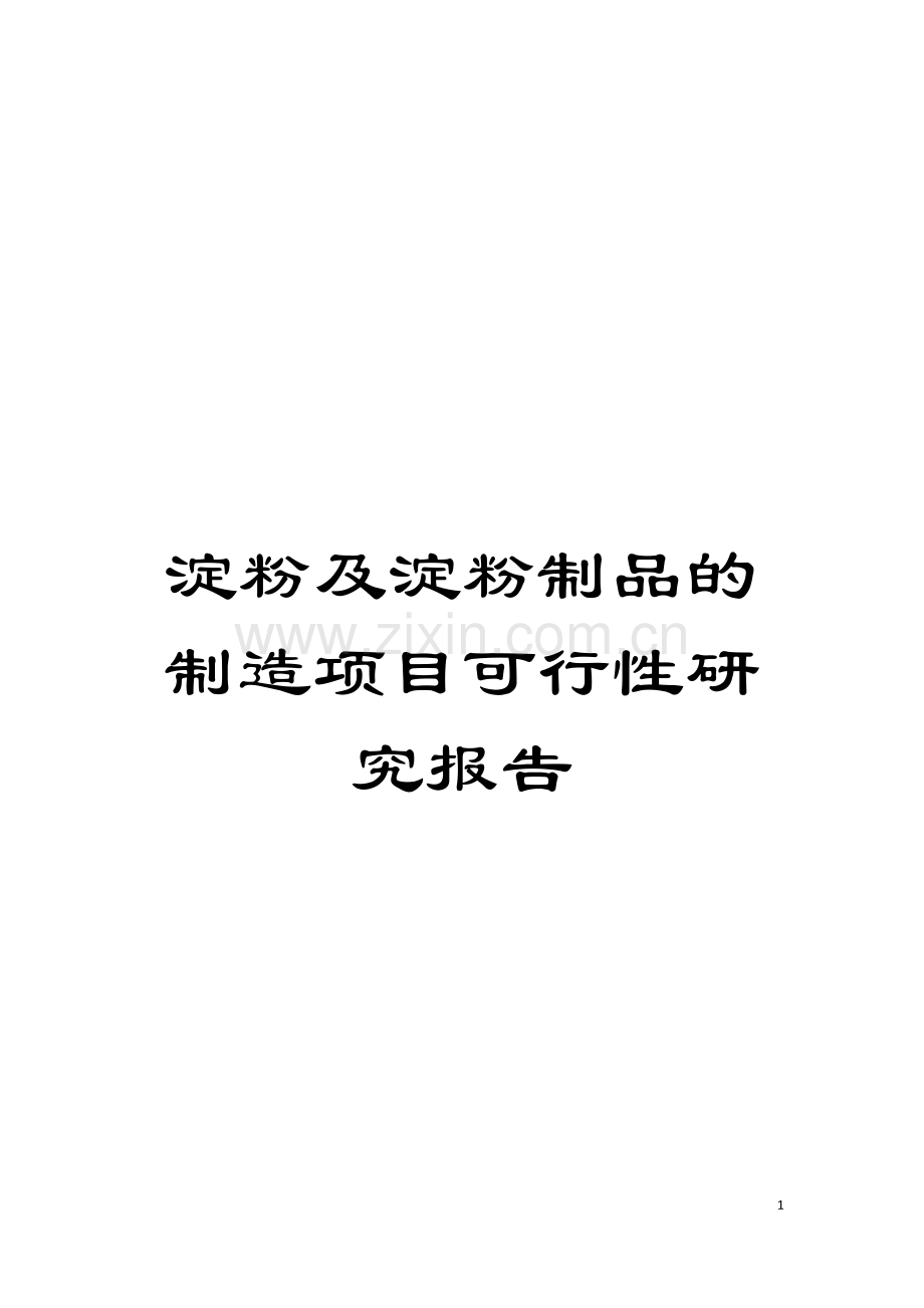淀粉及淀粉制品的制造项目可行性研究报告模板.doc_第1页
