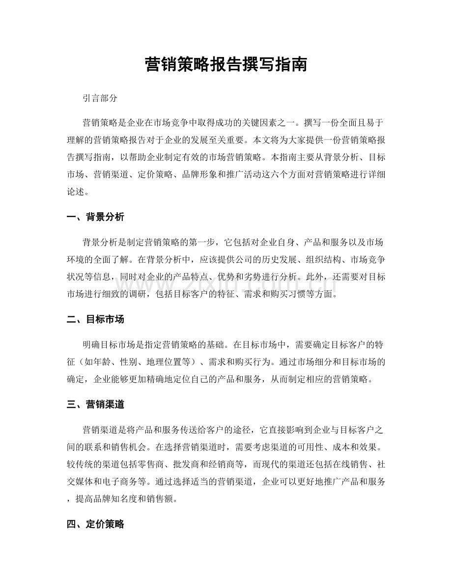 营销策略报告撰写指南.docx_第1页