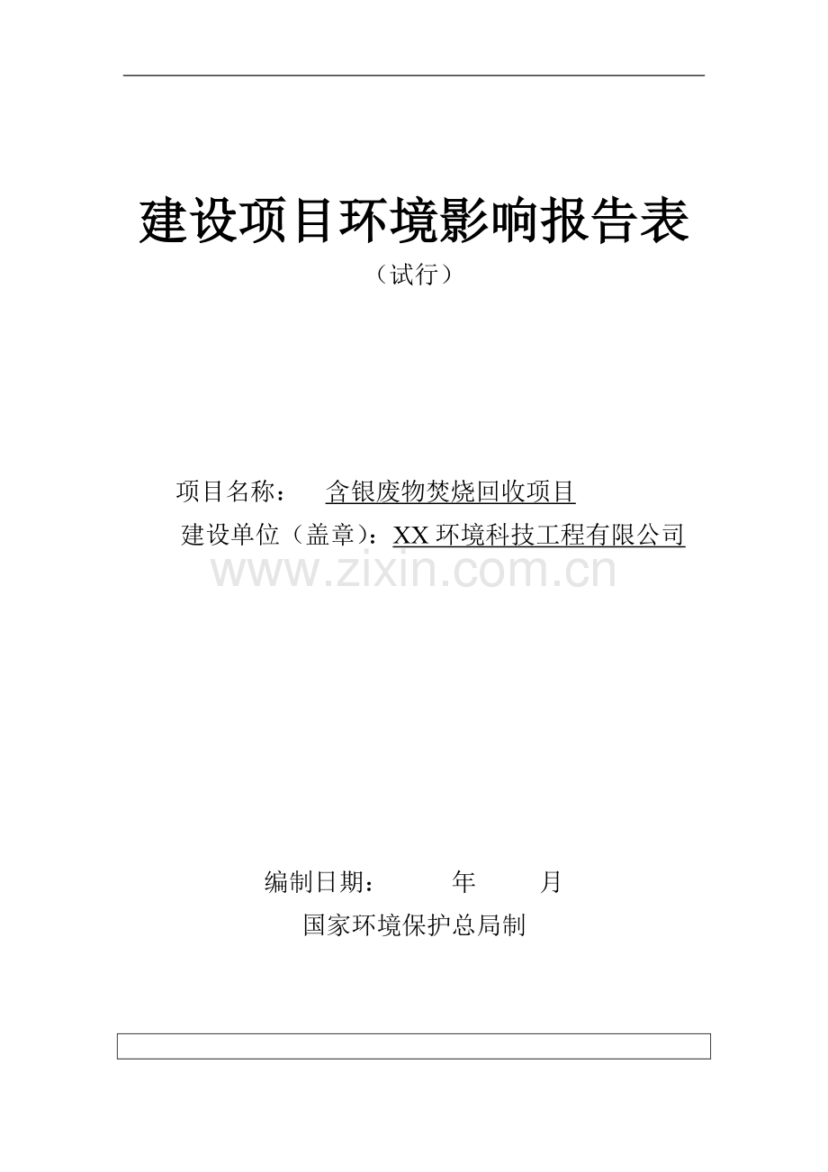 含银废物焚烧建设项目环境影响报告表.doc_第1页
