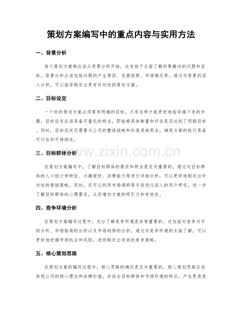 策划方案编写中的重点内容与实用方法.docx_第1页