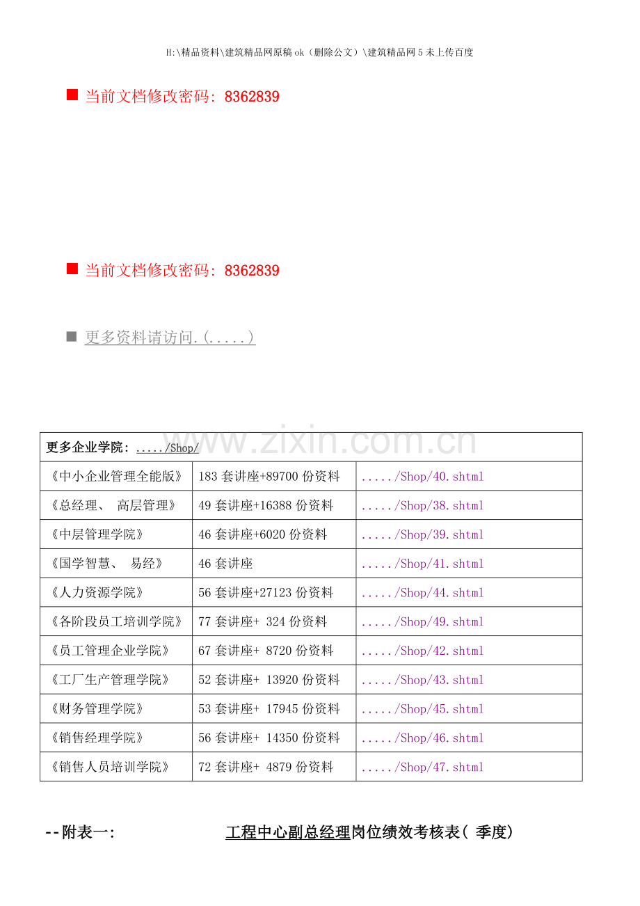 工程中心副总经理绩效考核表.doc_第1页