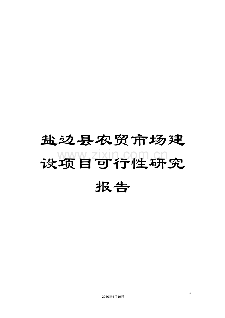 盐边县农贸市场建设项目可行性研究报告样本.docx_第1页