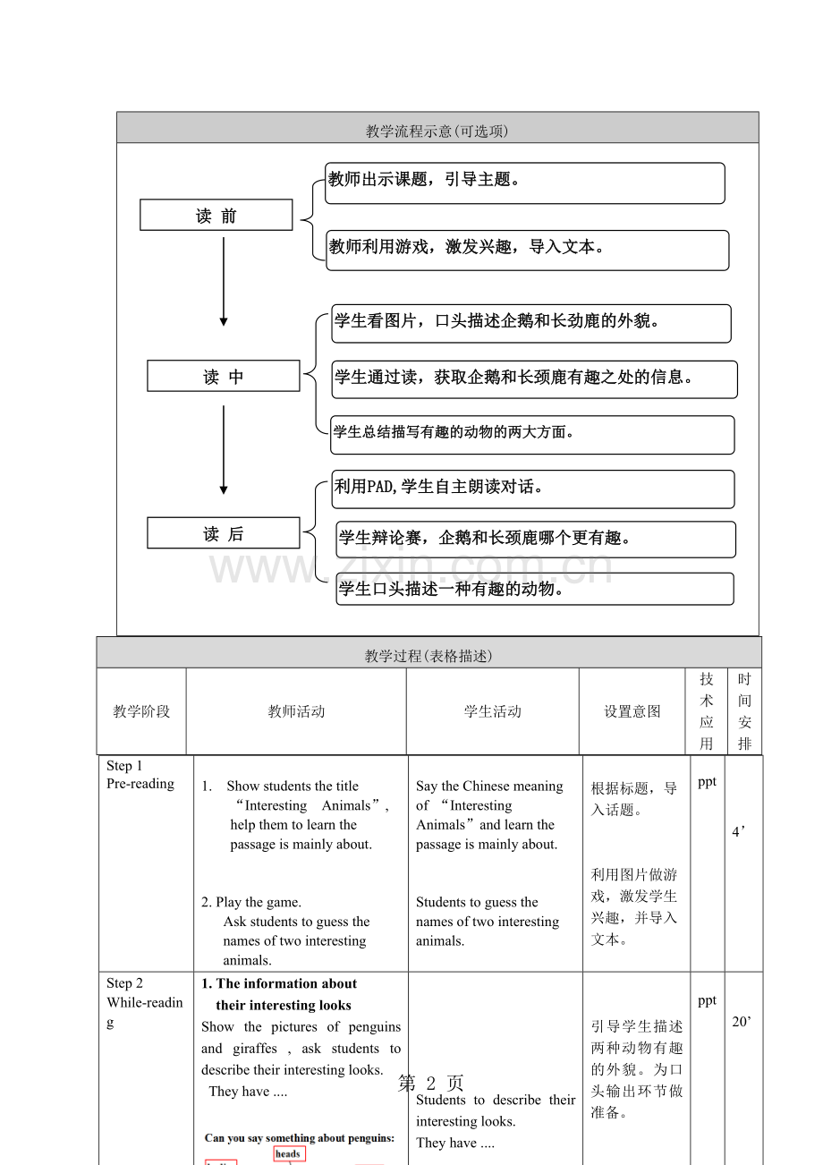 北师大版七年级下册英语教案《Lesson17InterestingAnimals》.doc_第2页