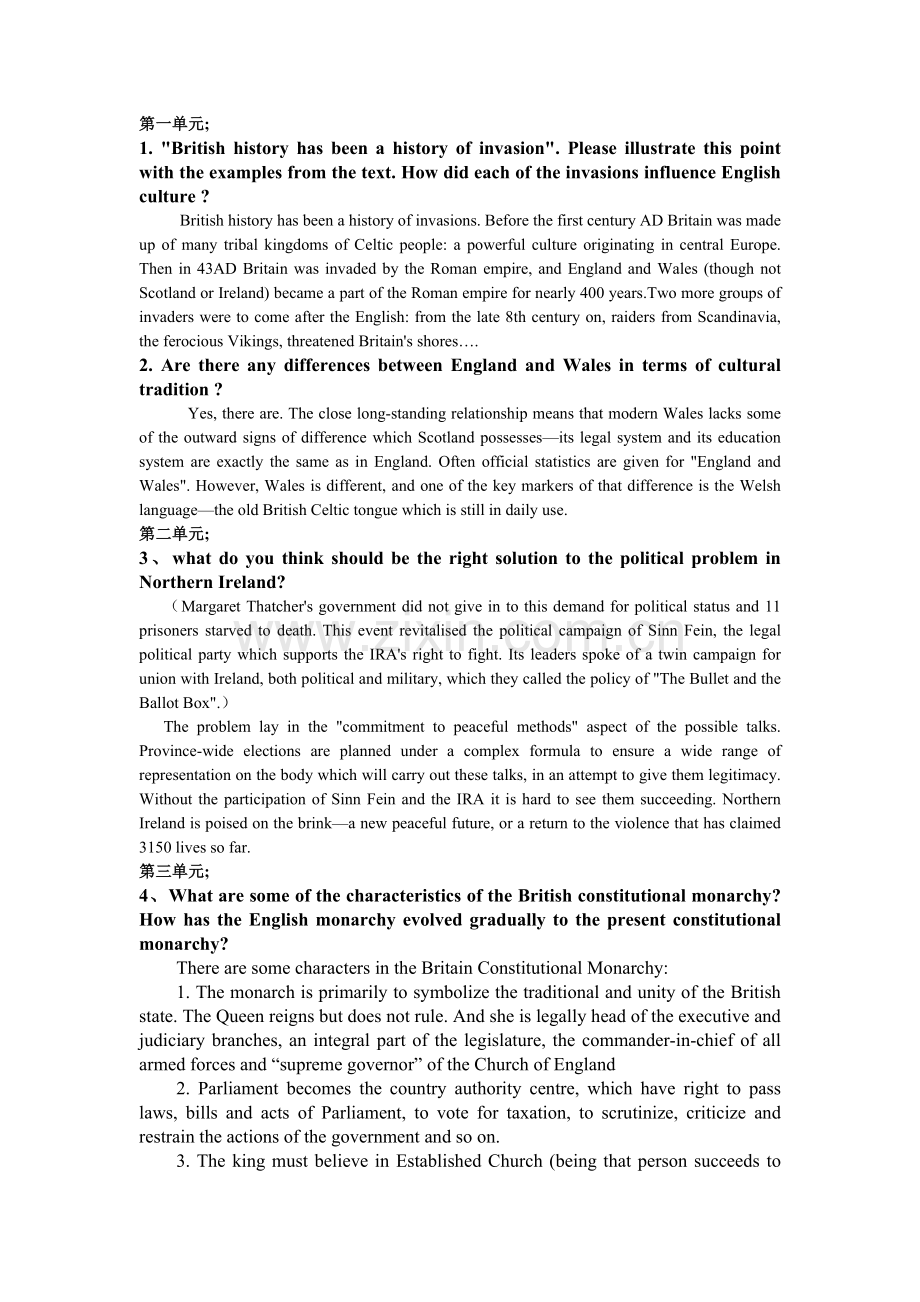英语国家概况课后questions答案.doc_第1页