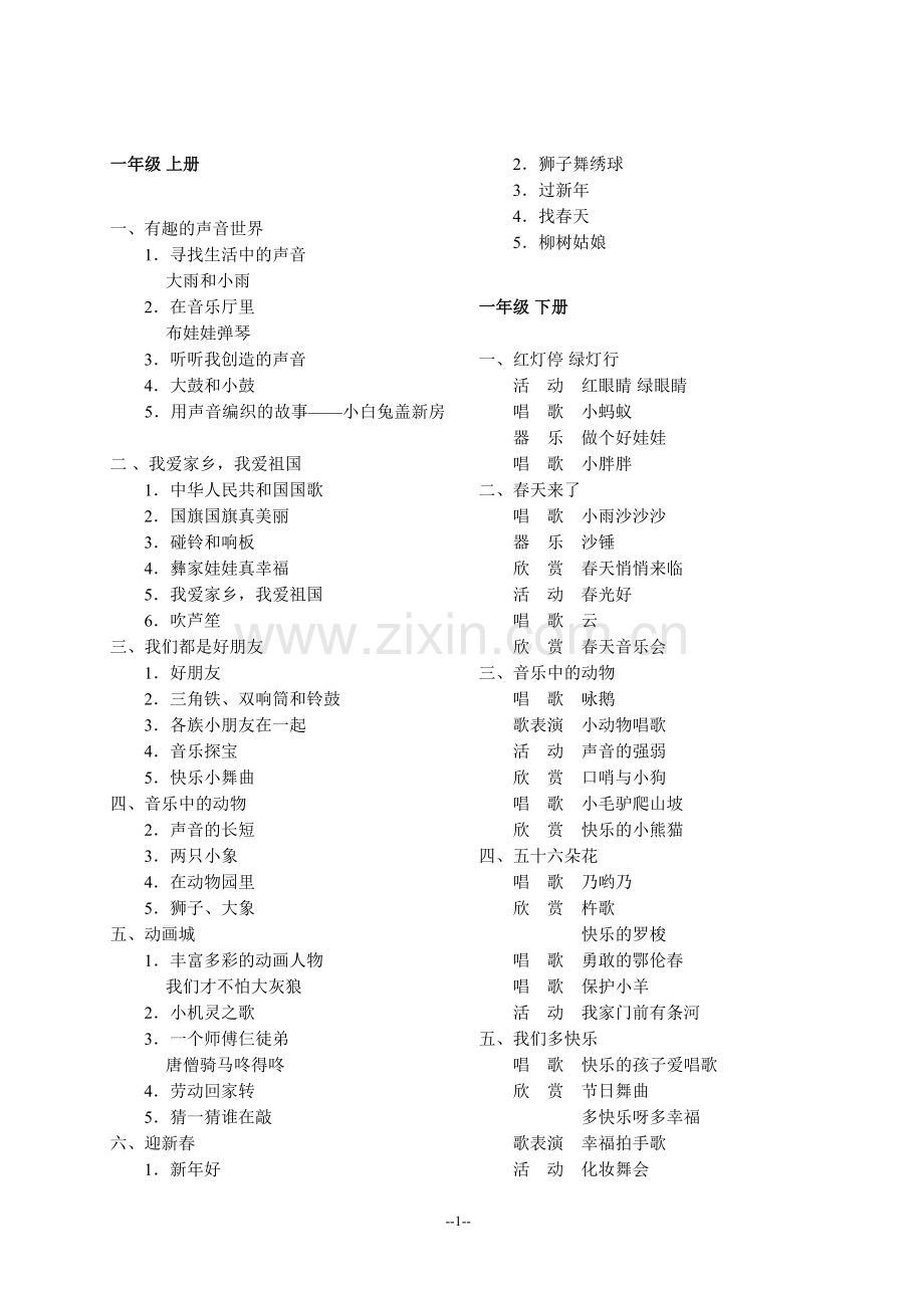 人教版小学音乐目录.doc_第1页