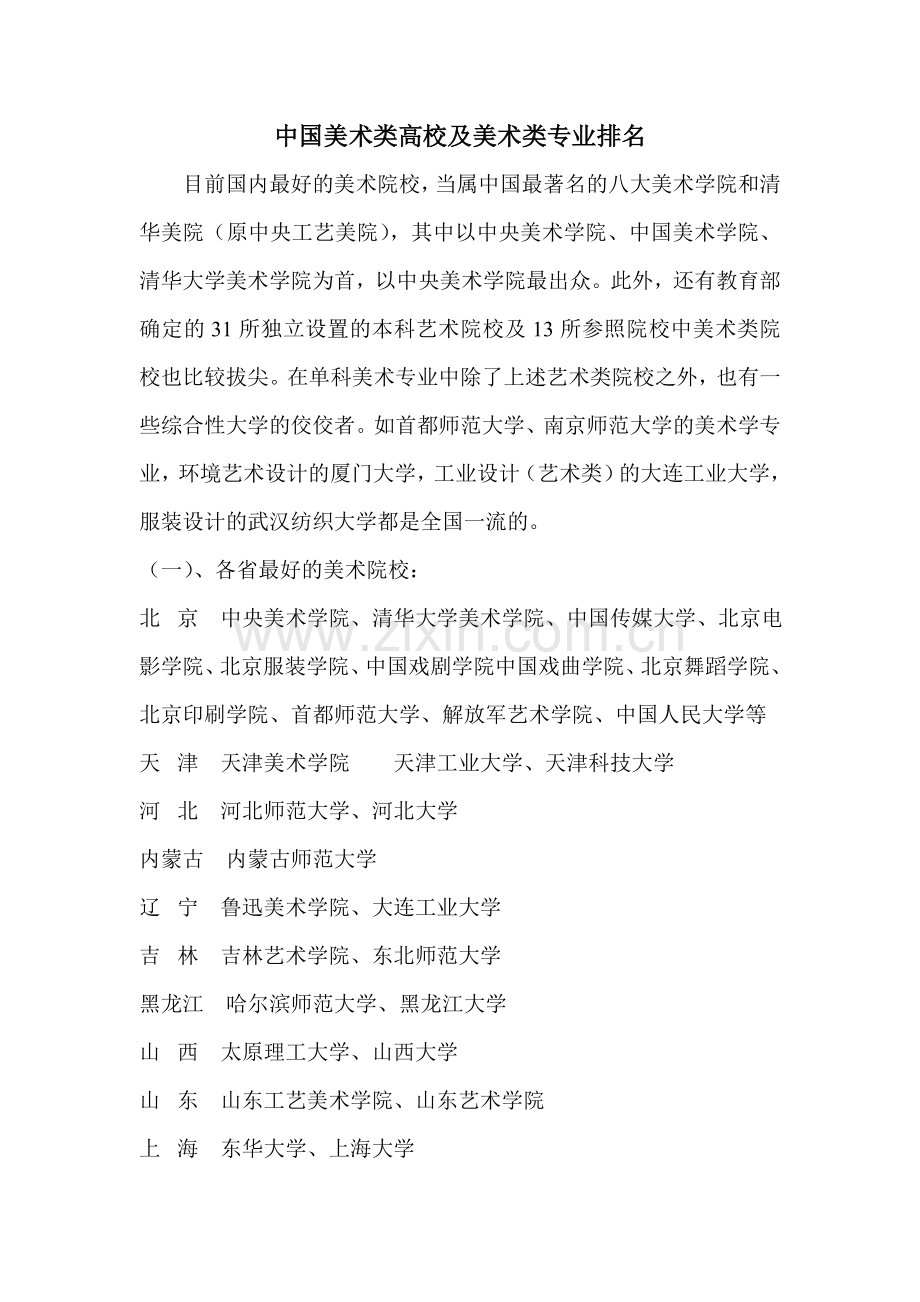 中国美术类高校及美术类专业排名.doc_第1页