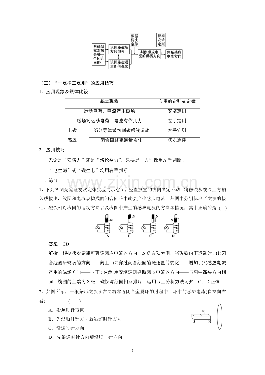 感应电流方向的判断楞次定律(含答案).doc_第2页