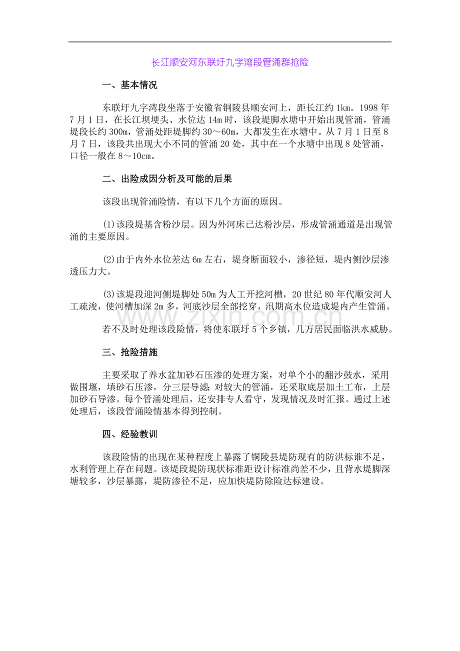 长江顺安河东联圩九字湾段管涌群抢险.doc_第1页
