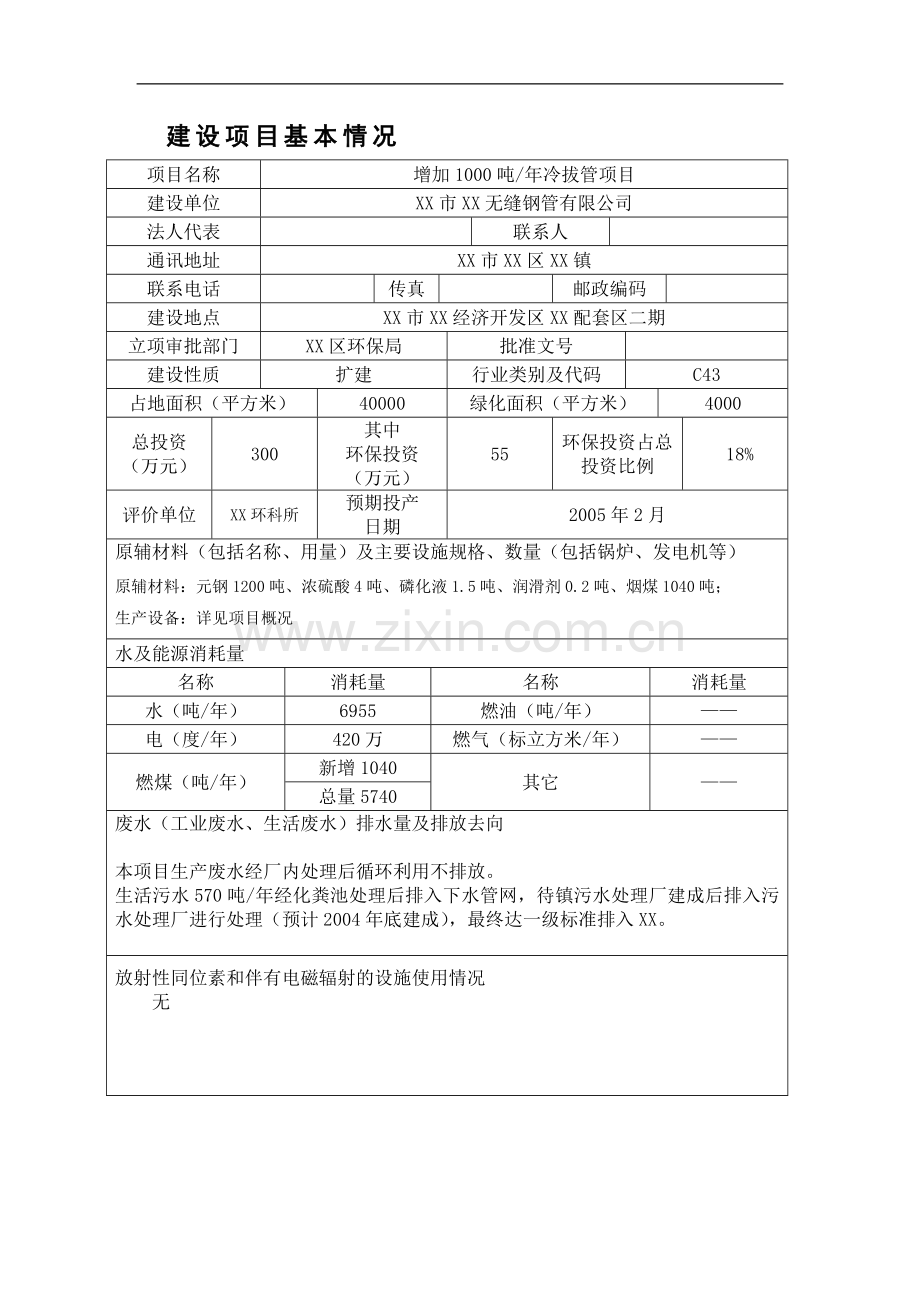 无缝钢管项目报告表.doc_第1页