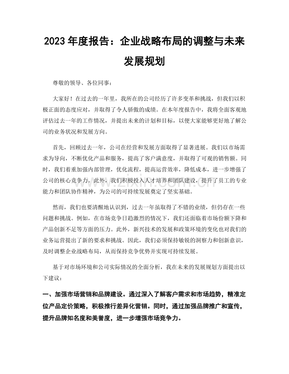 2023年度报告：企业战略布局的调整与未来发展规划.docx_第1页