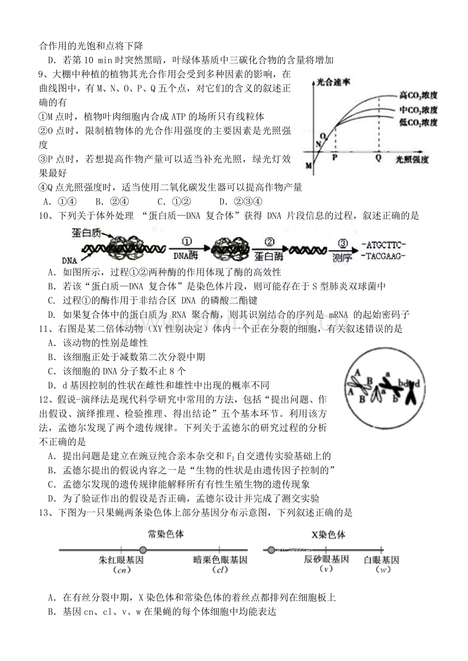 2018-2019高三生物期末测试题.doc_第2页