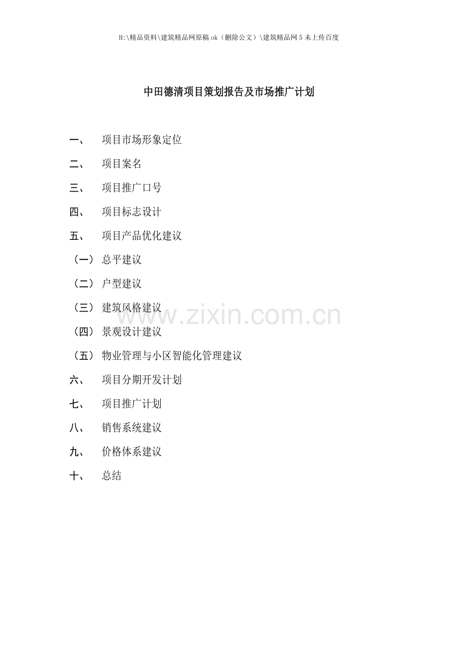 中田德清项目策划报告及市场推广计划.doc_第1页