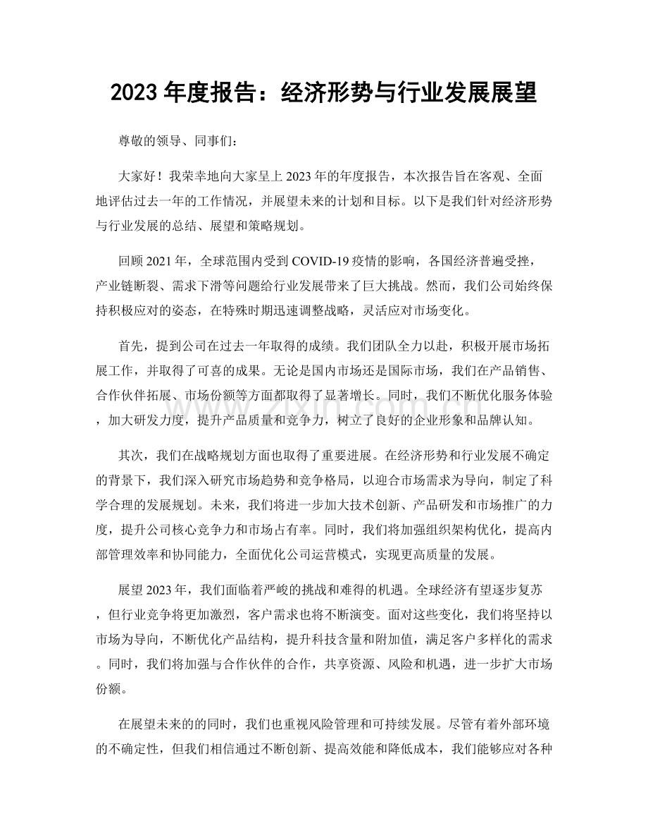 2023年度报告：经济形势与行业发展展望.docx_第1页
