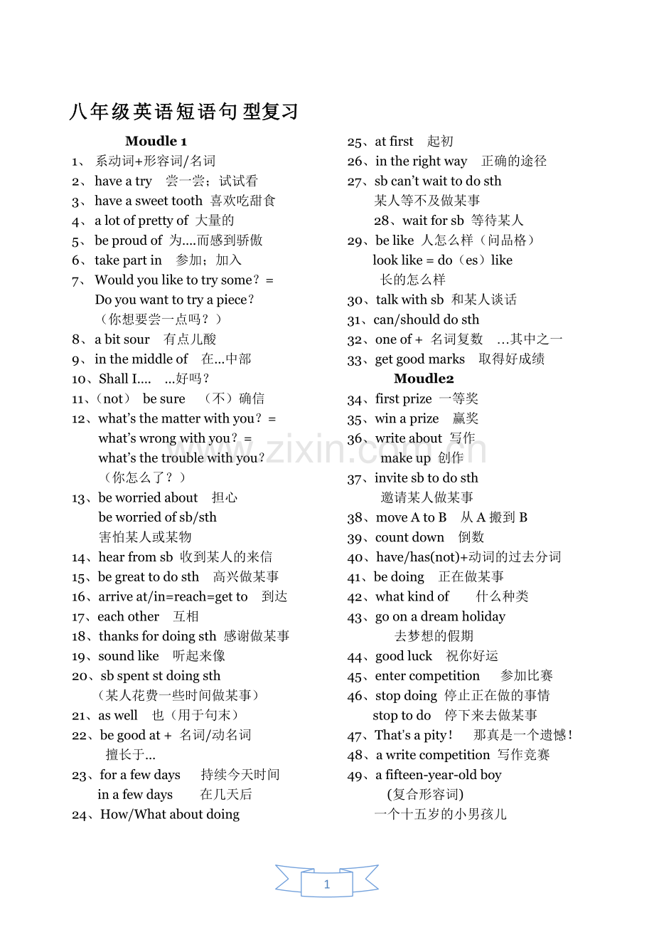 新外研版八年级下册英语复习知识点(2).doc_第1页