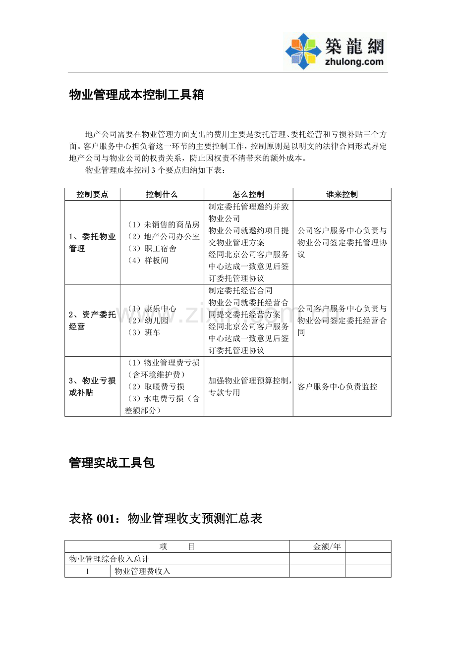 物业管理成本控制相关标准及工具.doc_第1页
