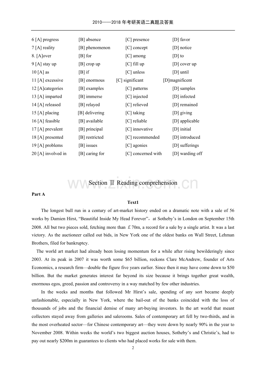 2010-2018年考研英语二历年真题及答案解析.pdf_第2页