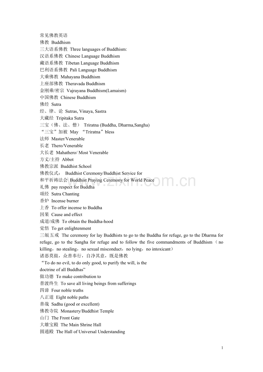 常见佛教英语.doc_第1页