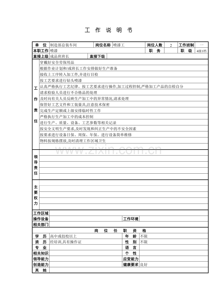 制造部总装车间喷漆工岗位职责.doc_第2页