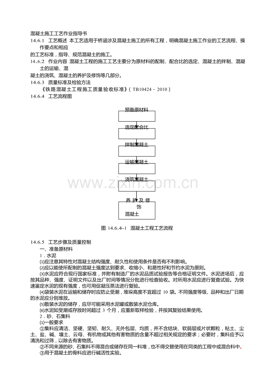混凝土施工工艺作业指导书.doc_第1页