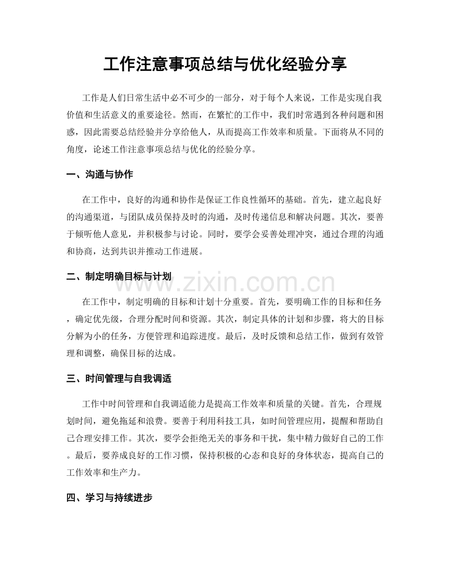 工作注意事项总结与优化经验分享.docx_第1页