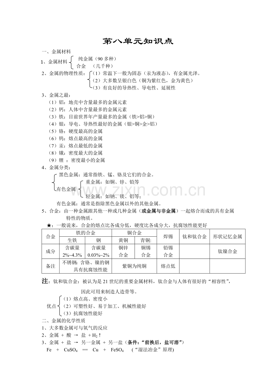 初三化学第八单元知识点(2).doc_第1页
