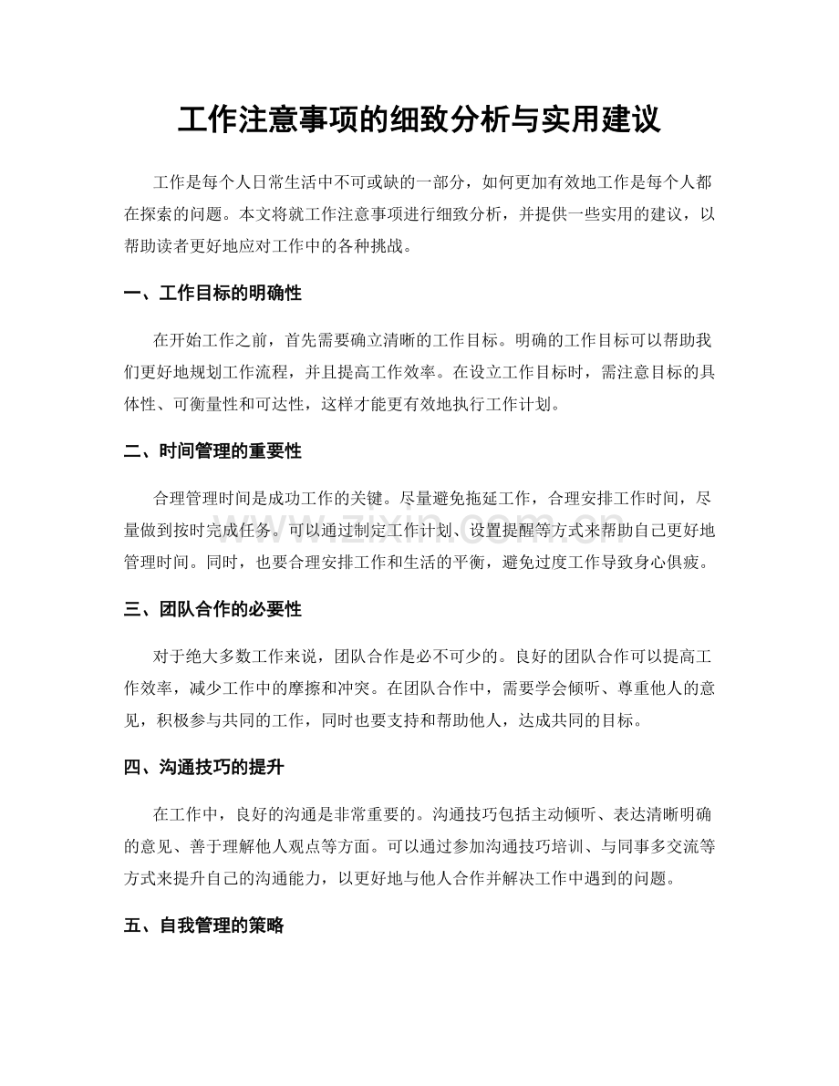 工作注意事项的细致分析与实用建议.docx_第1页