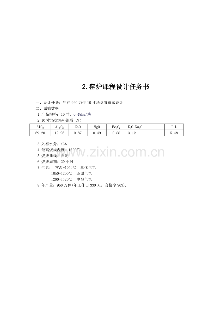 年产960万件0寸汤盘隧道窑课程设计任务56227597.doc_第2页
