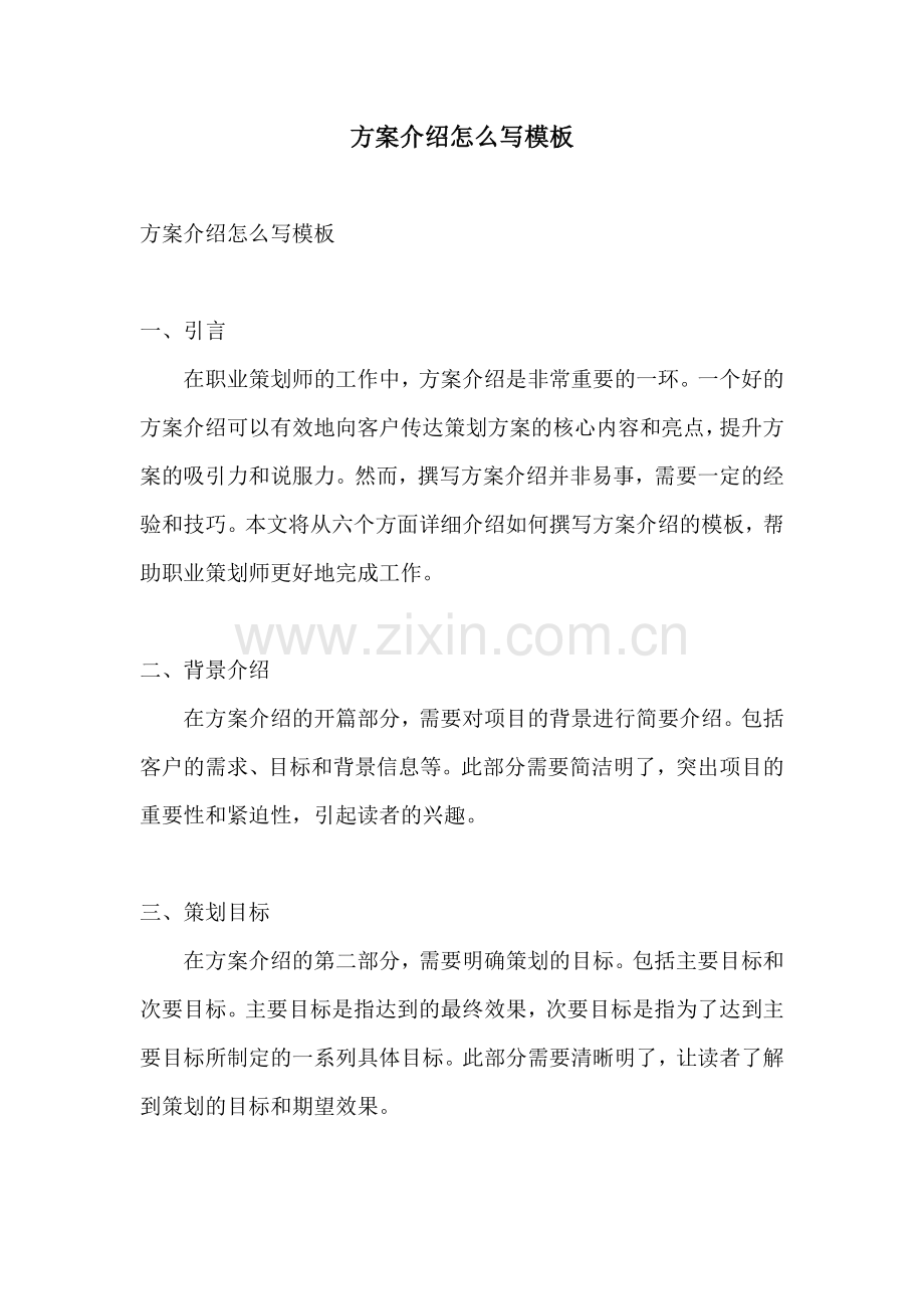 方案介绍怎么写模板.docx_第1页