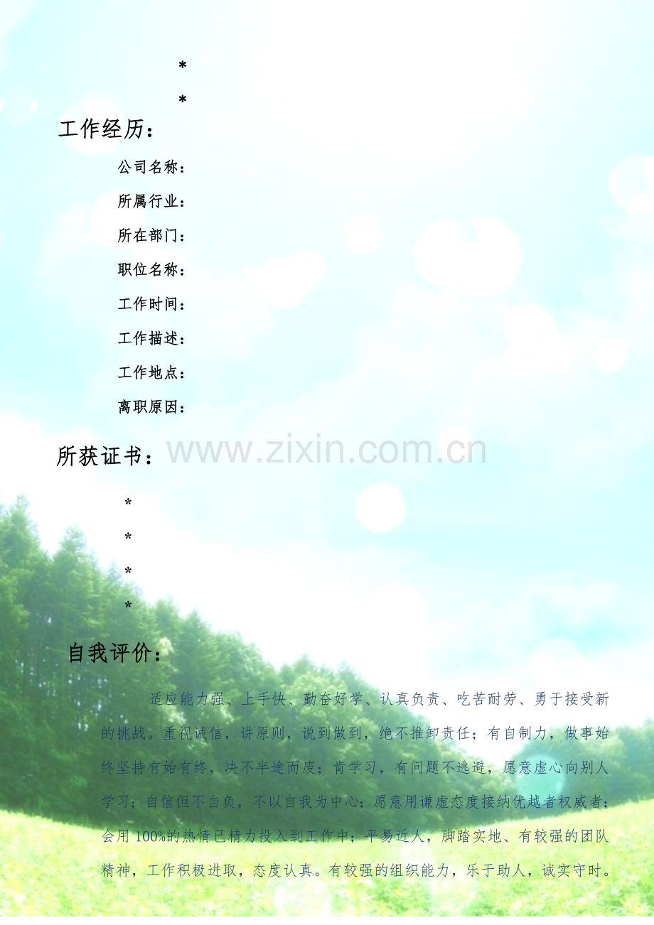 箭头个人简历模板.doc_第2页