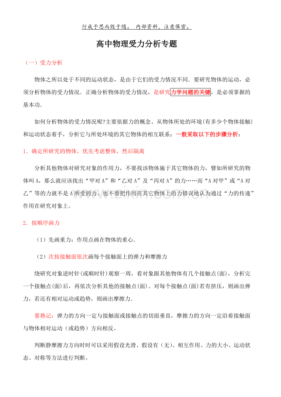 高中物理受力分析模板及其例题.doc_第1页