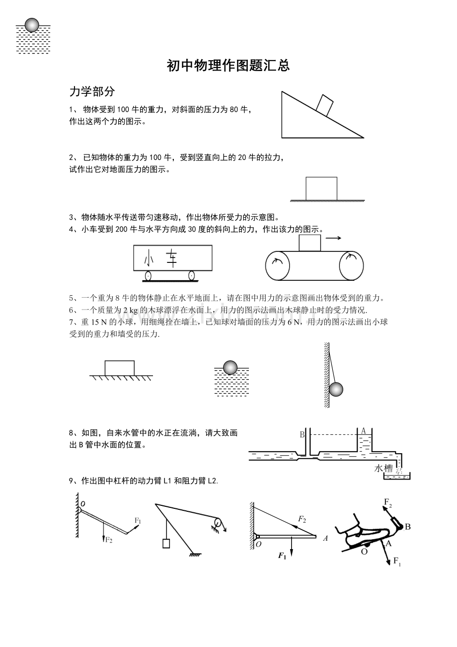 初中物理作图题汇总力学.doc_第1页