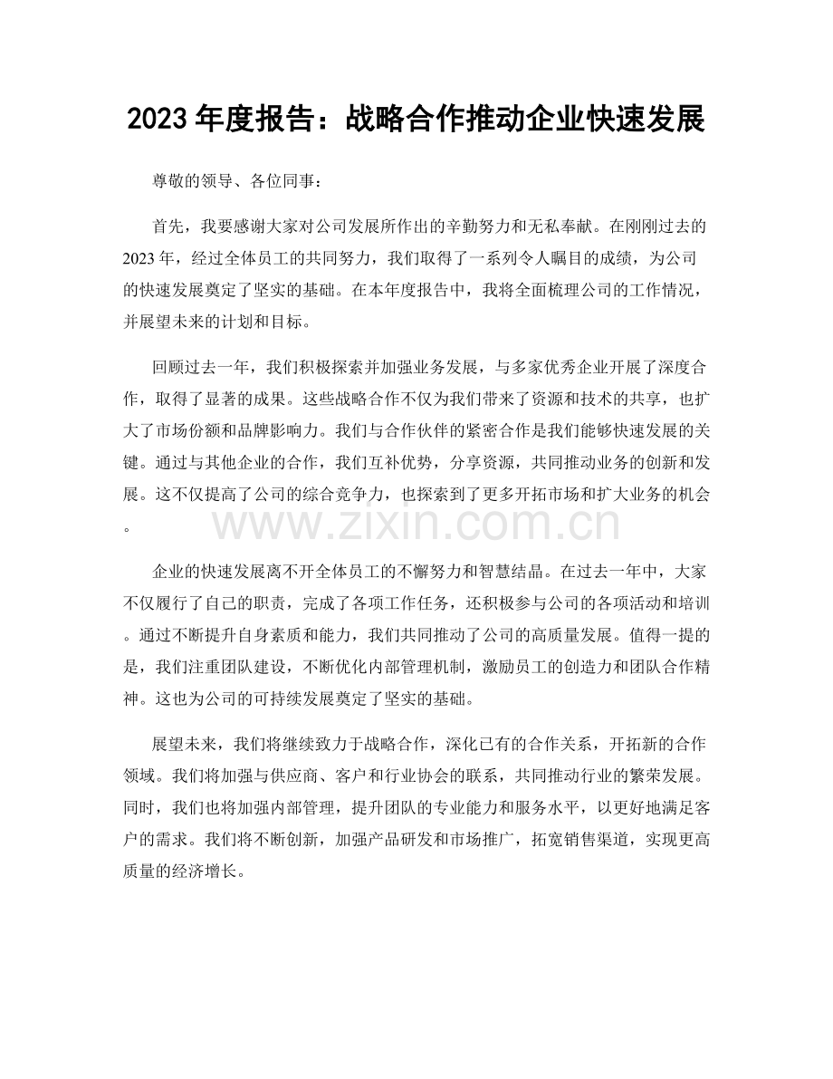 2023年度报告：战略合作推动企业快速发展.docx_第1页