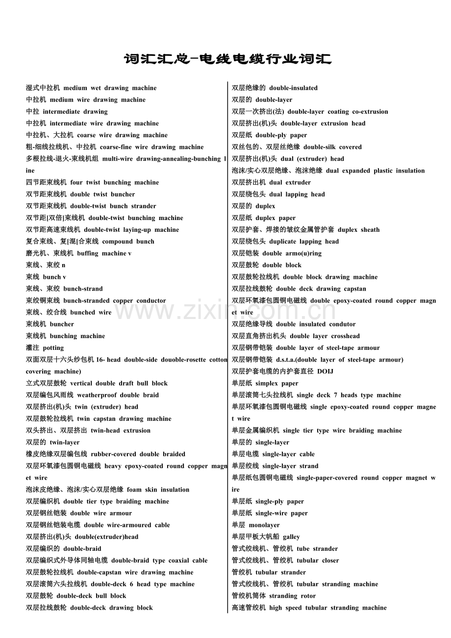 电线电缆行业词汇集锦.doc_第1页