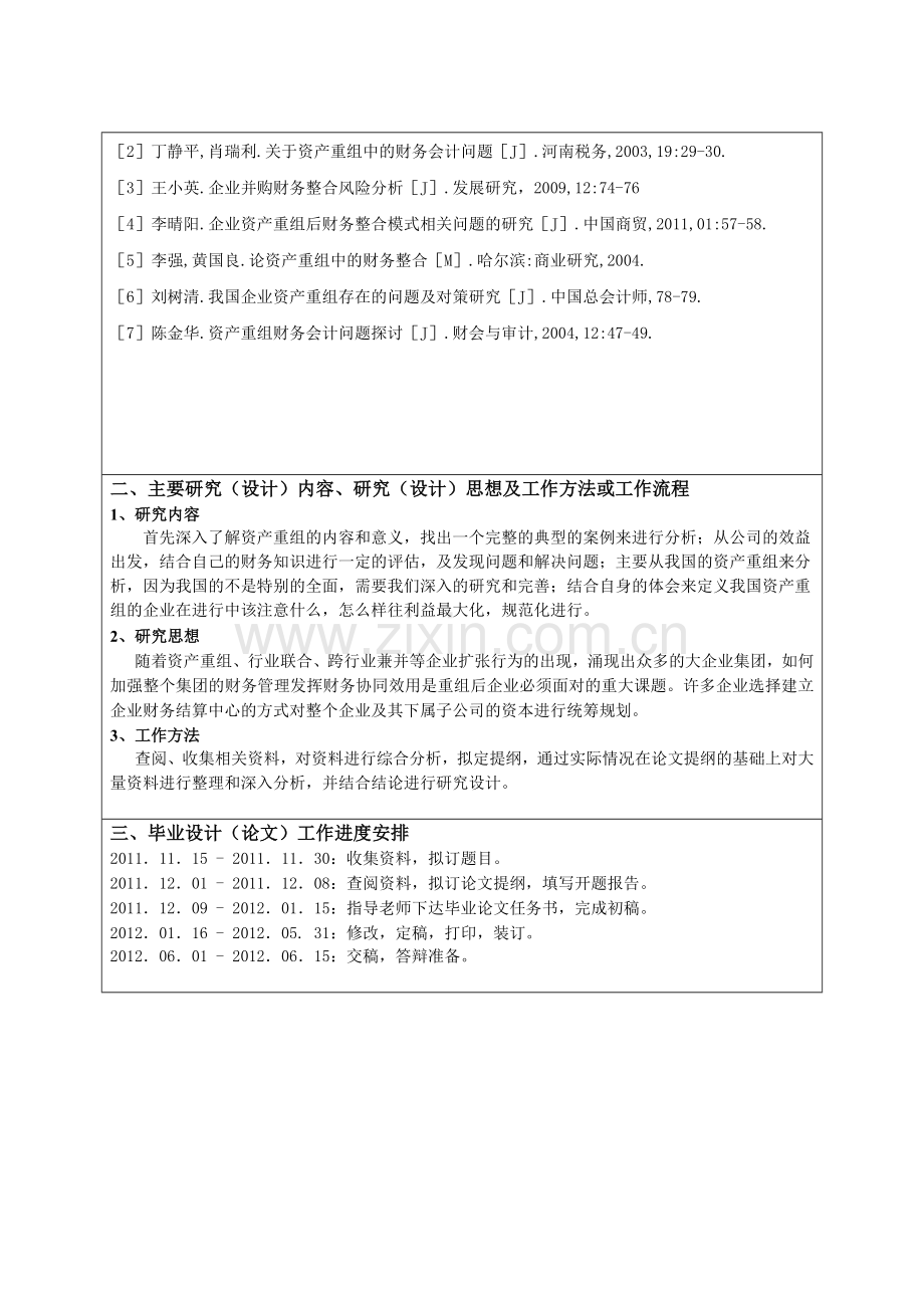 企业资产重组中的财务问题研究(开题报告).doc_第2页
