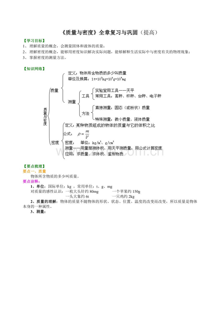 《质量与密度》全章复习与巩固(提高)知识讲解.doc_第1页