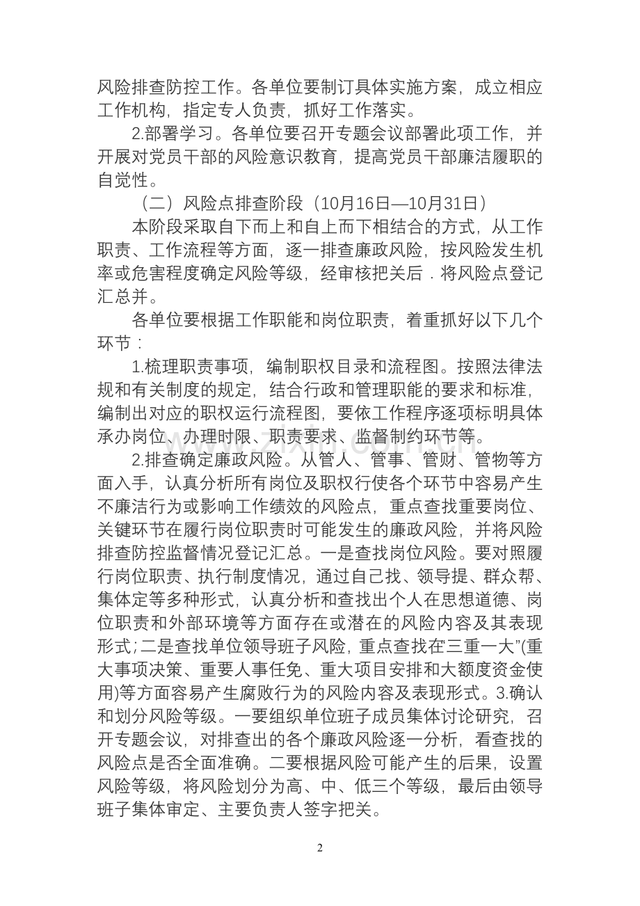 开展廉政风险排查防控工作实施方案.doc_第2页
