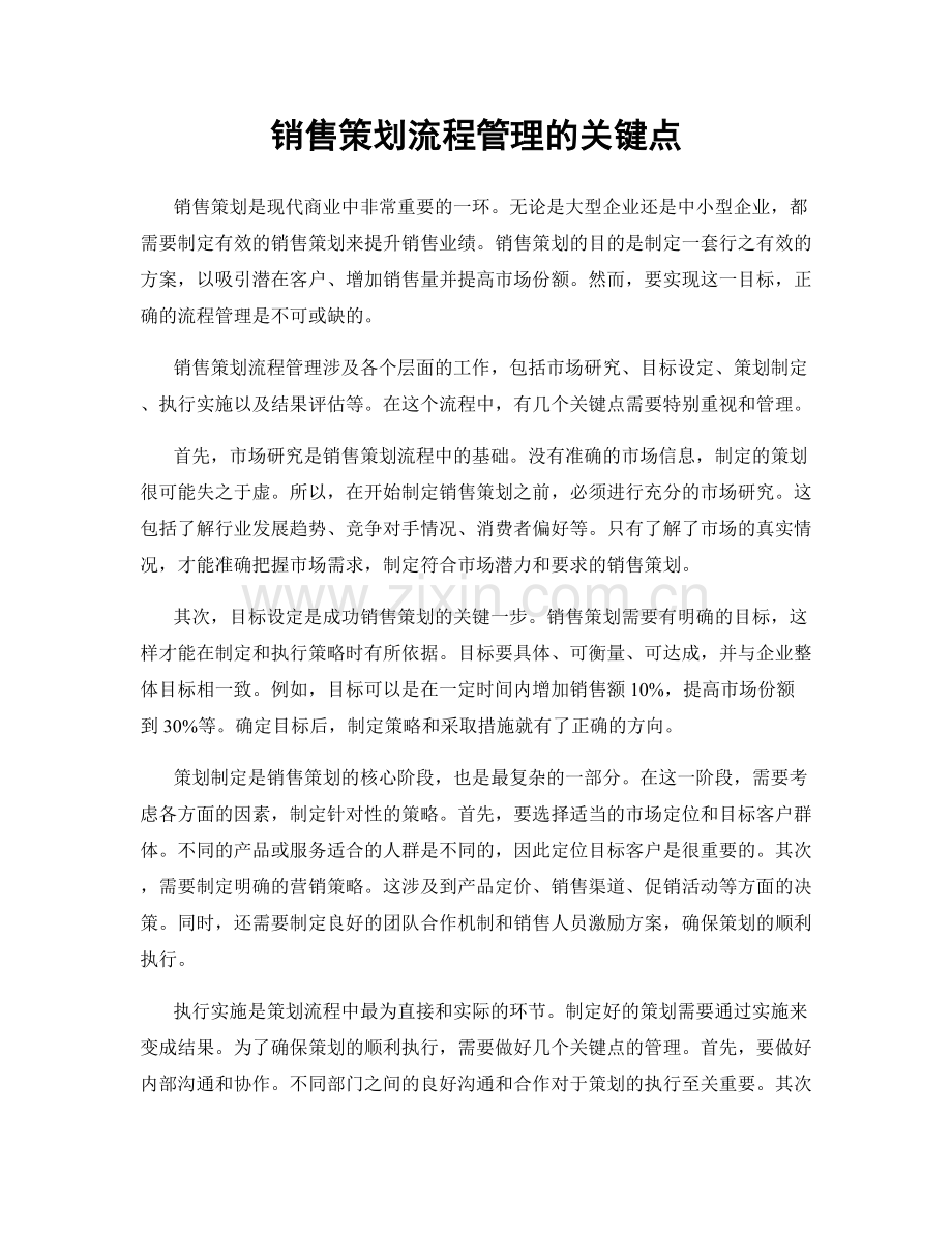 销售策划流程管理的关键点.docx_第1页