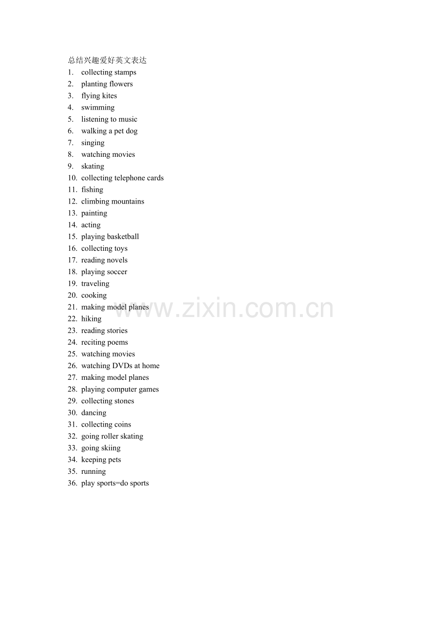 总结兴趣爱好英文表达.doc_第1页