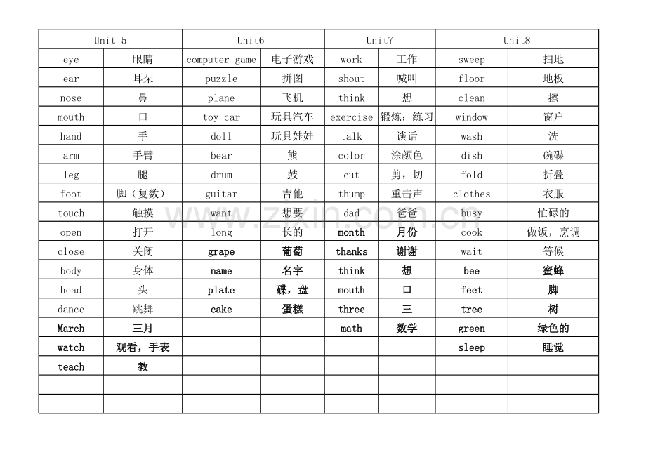 广东版开心学英语四年级上册单词.xls_第2页
