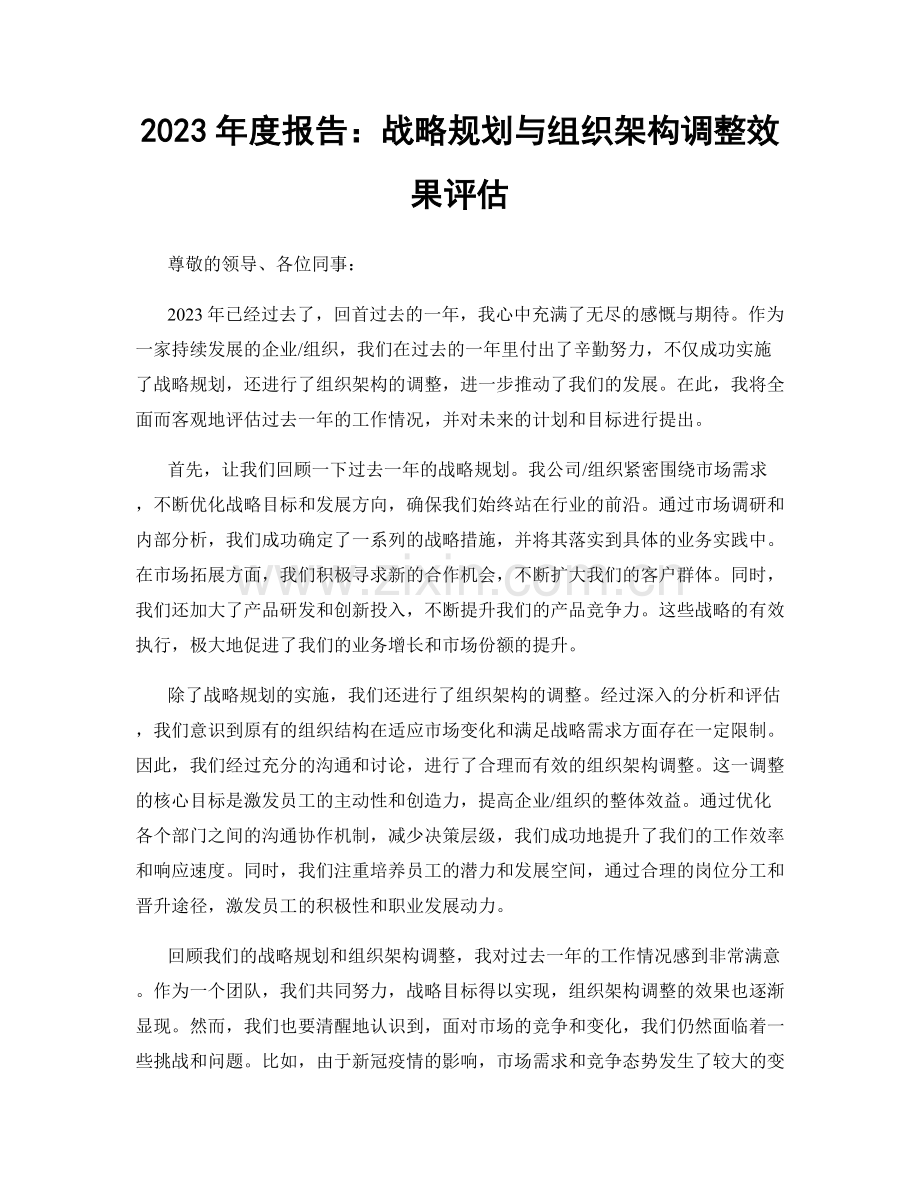2023年度报告：战略规划与组织架构调整效果评估.docx_第1页