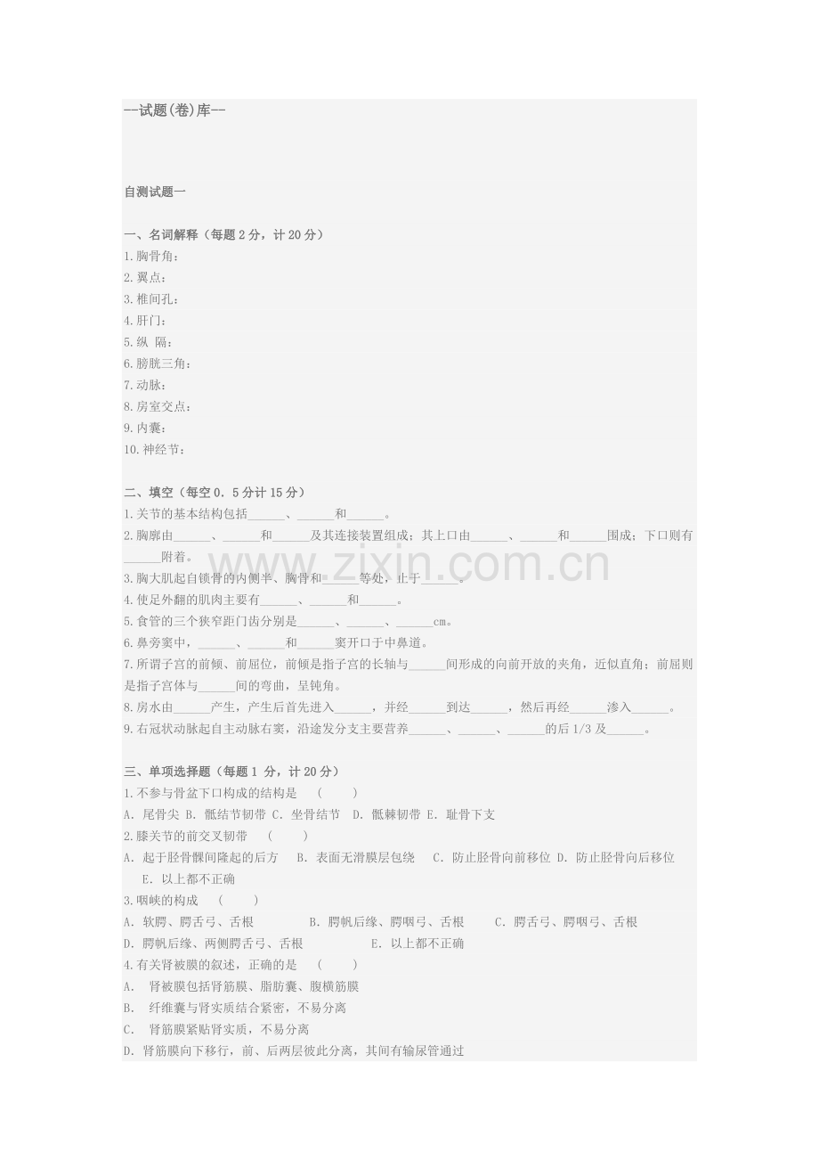 系统解剖学试卷.docx_第1页