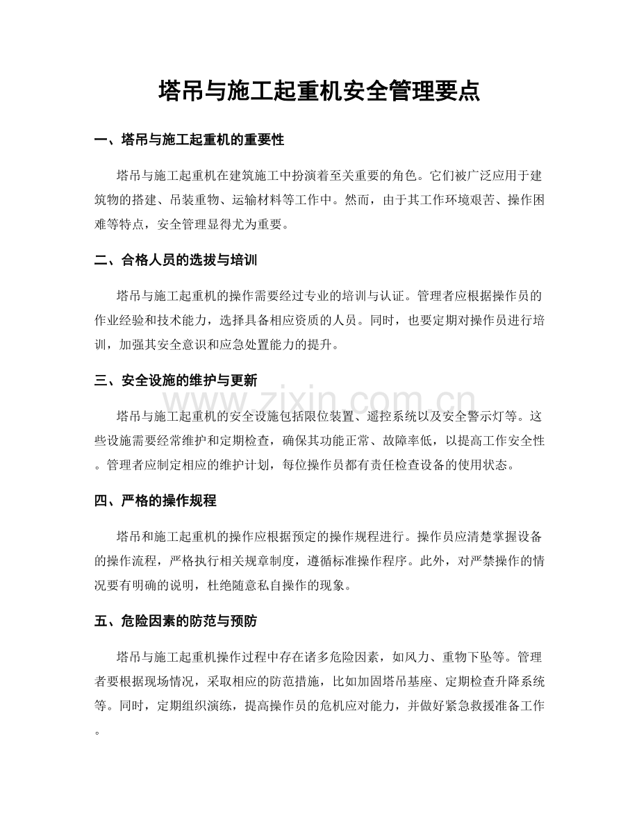 塔吊与施工起重机安全管理要点.docx_第1页