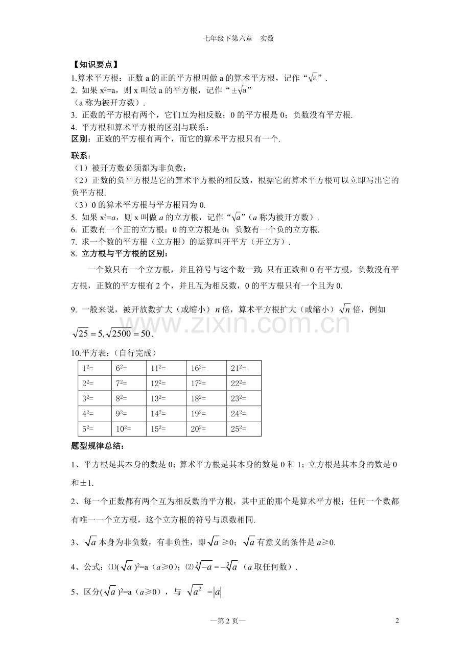 人教版七年级数学下册实数知识点.doc_第2页
