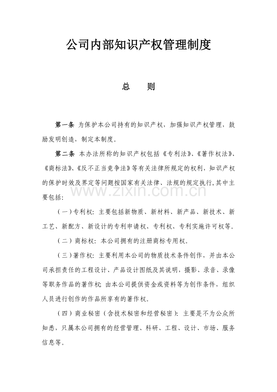 公司内部用知识产权管理制度.doc_第1页